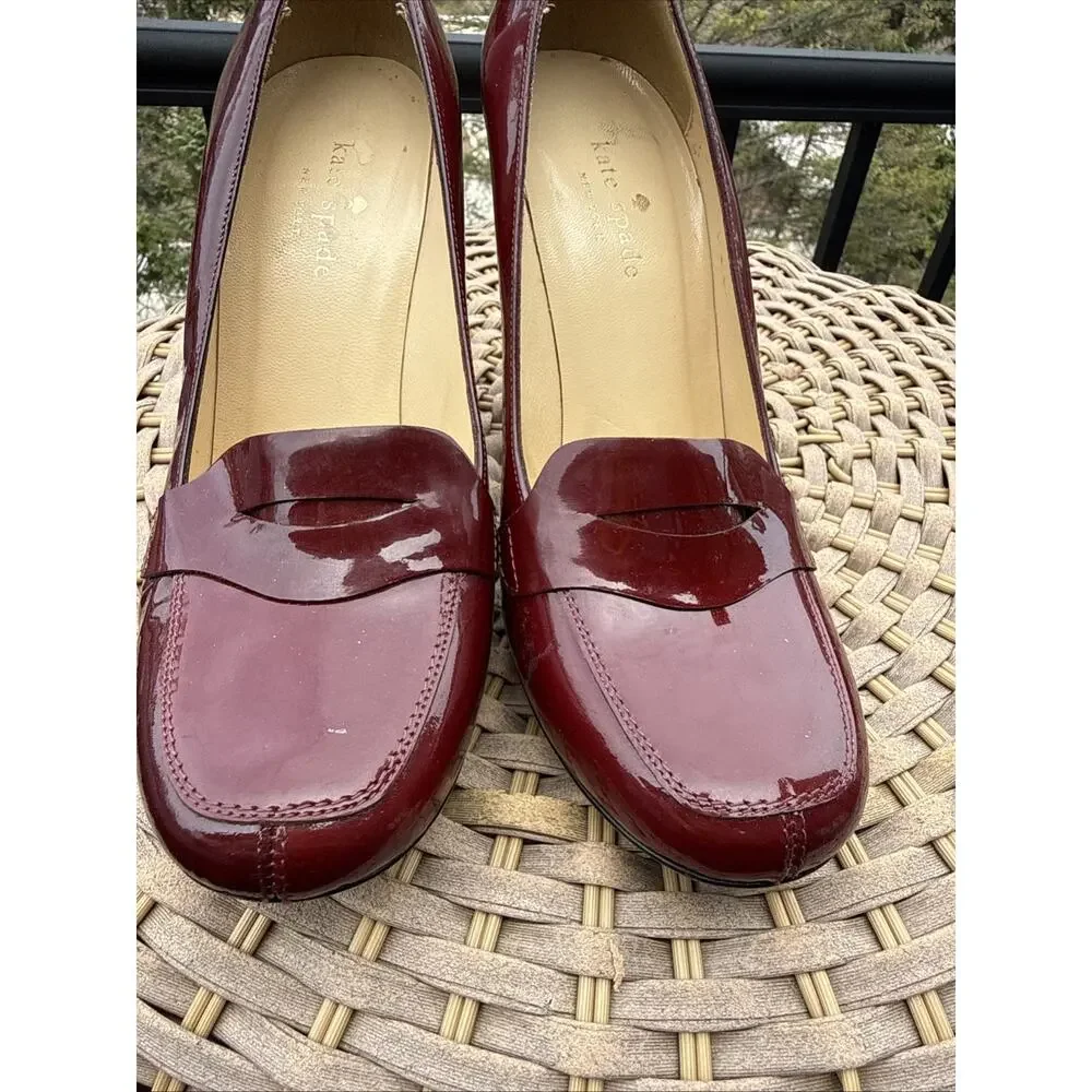 Kate Spade Burgundy Leather Heels Made In Italy 9 US Platform Pump Retro 40s